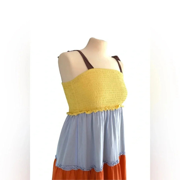 Davi & Dani || Color Block Sherbet Colors Maxi Dress Small - Picture 2 of 6